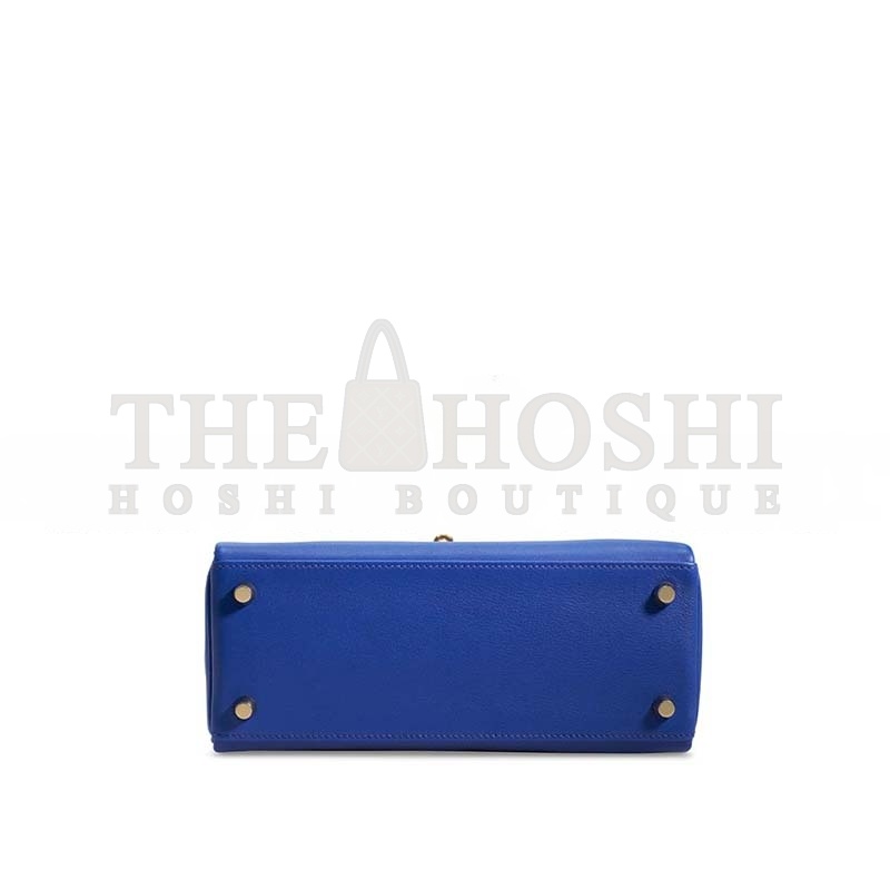 H**me5 A BLEU ÉLECTRIQUE SWIFT LEATHER RETOURNÉ KELLY 28 WITH GOLD HARDWARE (28*22*10cm) Master Quality